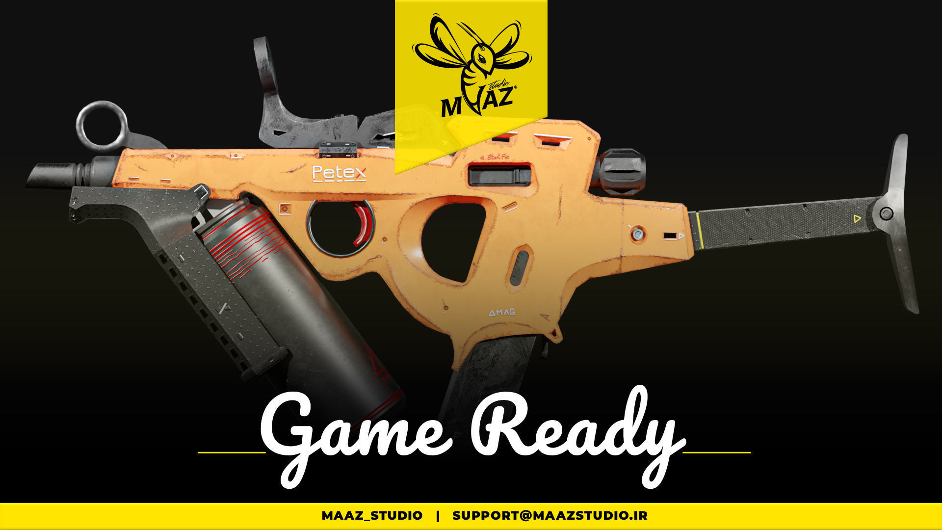 4 cyberpunk gun - game ready assets Low-poly 3D model_11