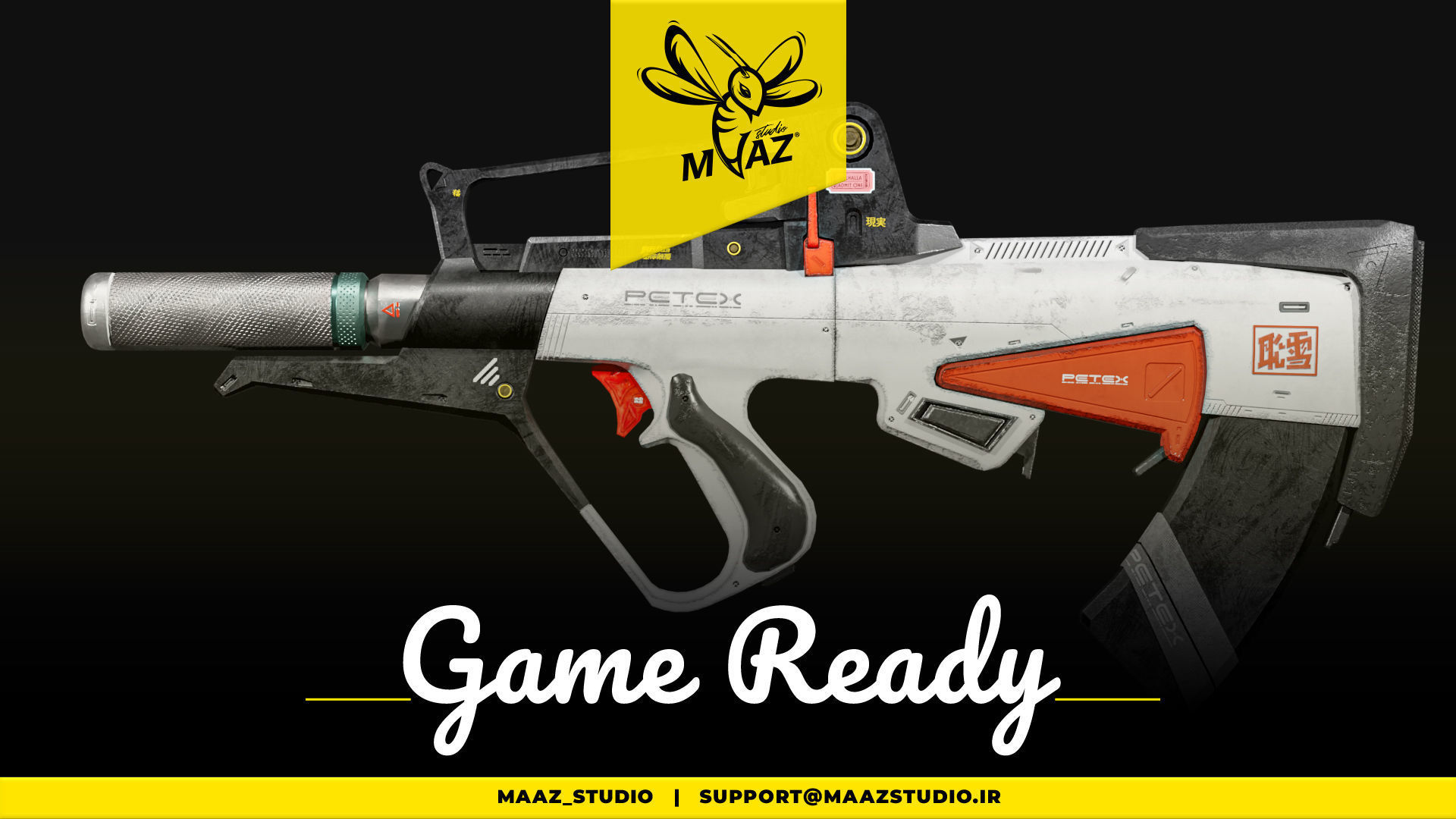 4 cyberpunk gun - game ready assets Low-poly 3D model_9