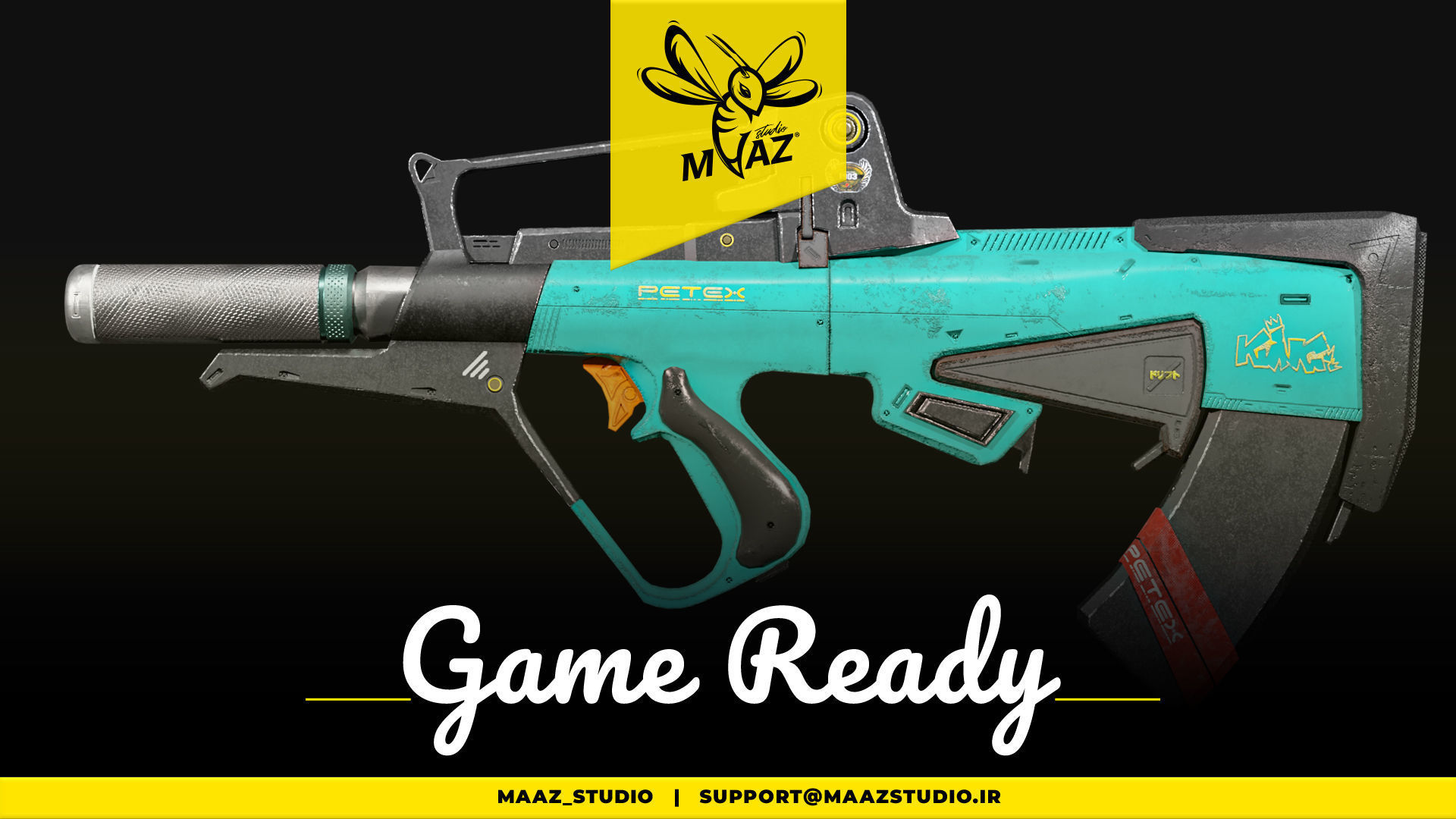 4 cyberpunk gun - game ready assets Low-poly 3D model_10