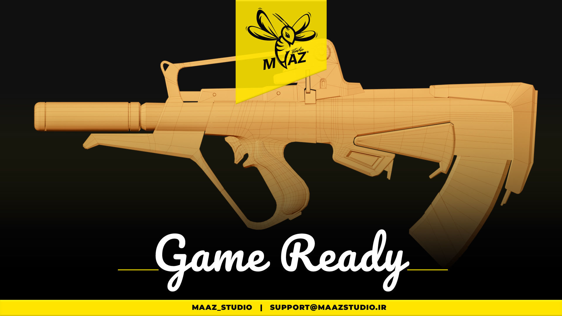 4 cyberpunk gun - game ready assets Low-poly 3D model_6