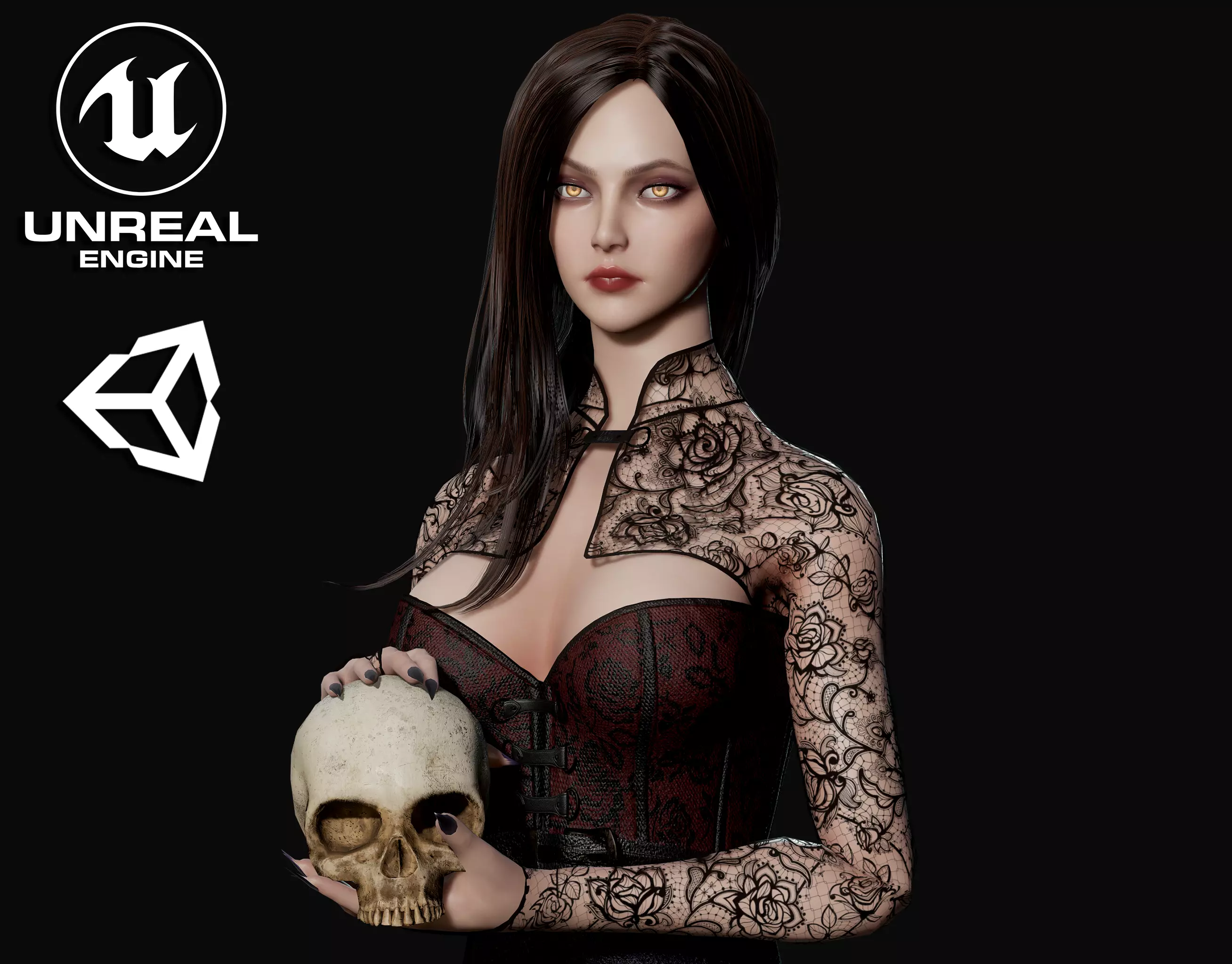 Lady Vamp - Game Ready Low-poly 3D model_0