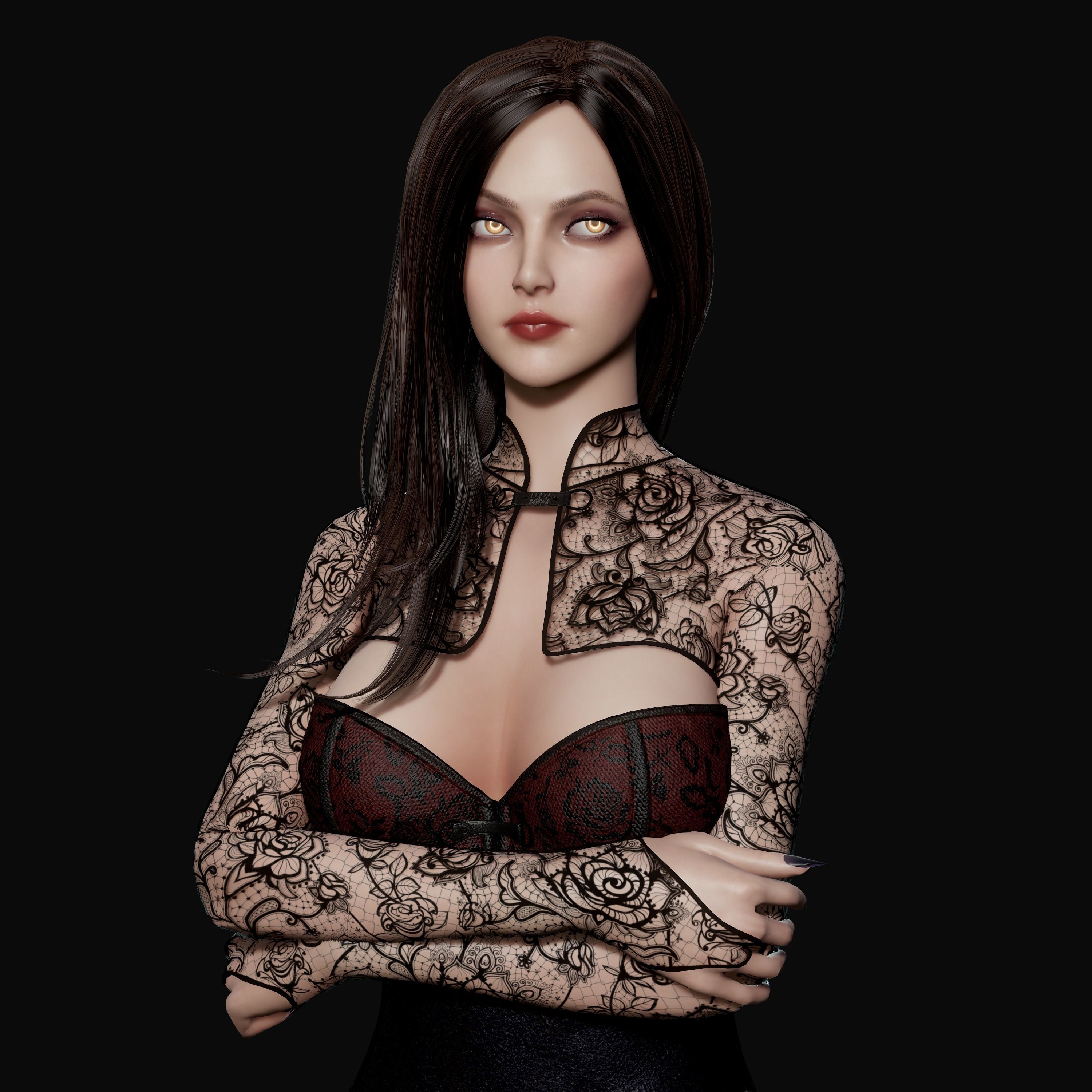 Lady Vamp - Game Ready Low-poly 3D model_27