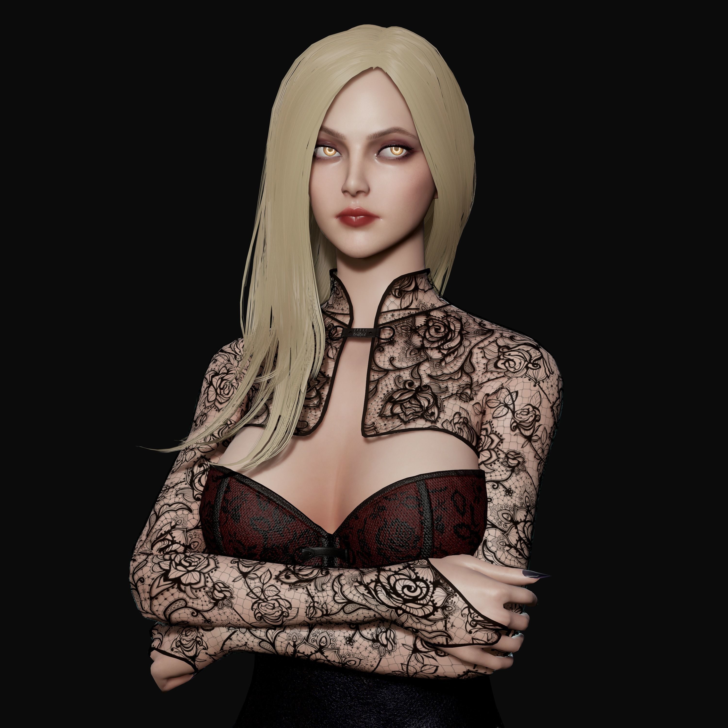Lady Vamp - Game Ready Low-poly 3D model_22