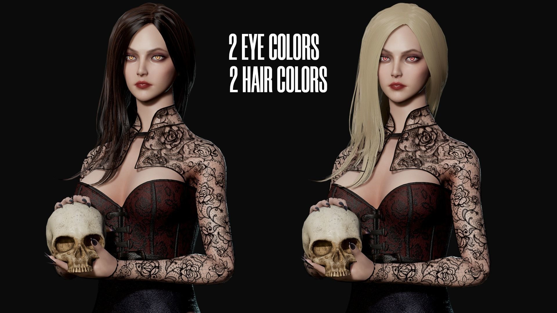 Lady Vamp - Game Ready Low-poly 3D model_8