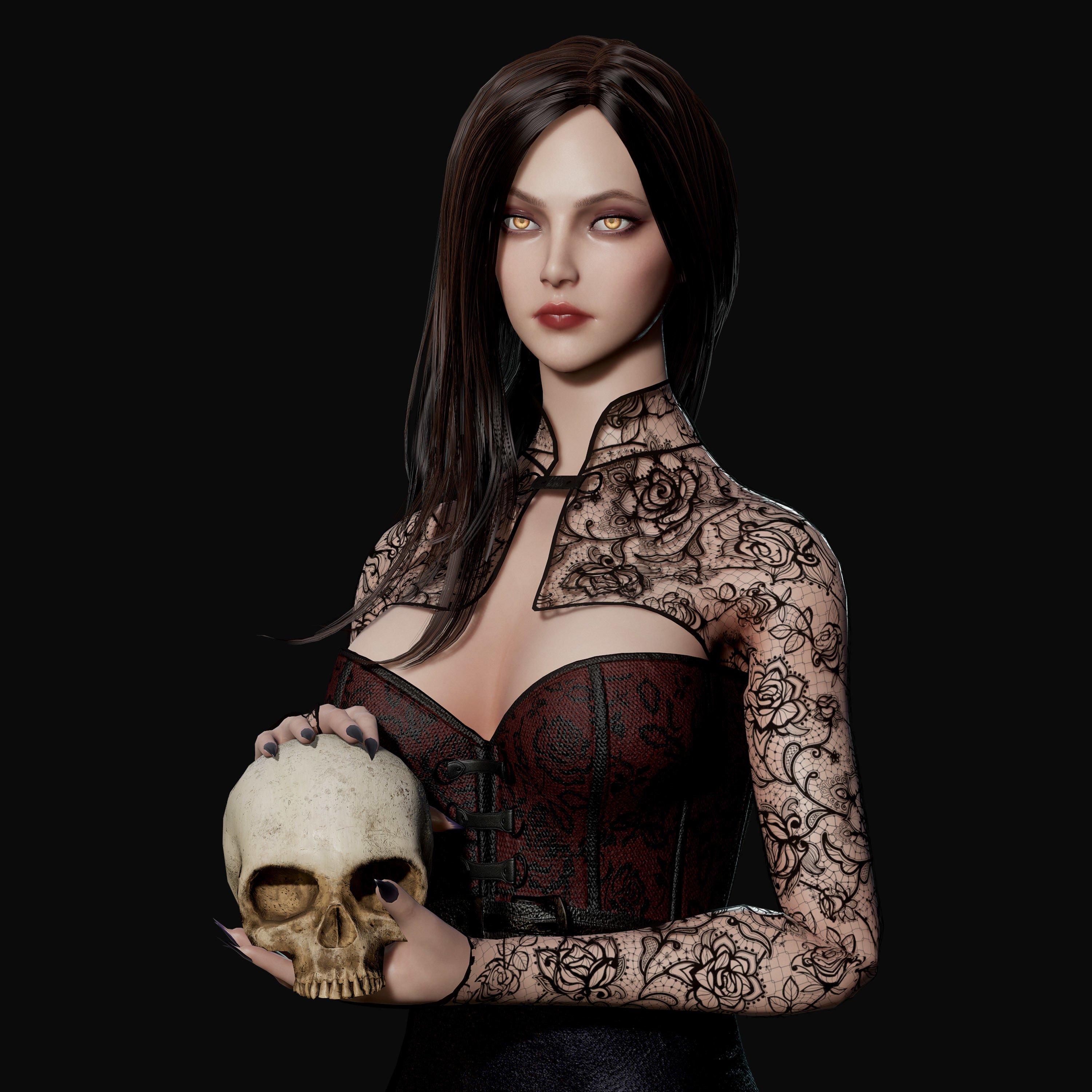 Lady Vamp - Game Ready Low-poly 3D model_35