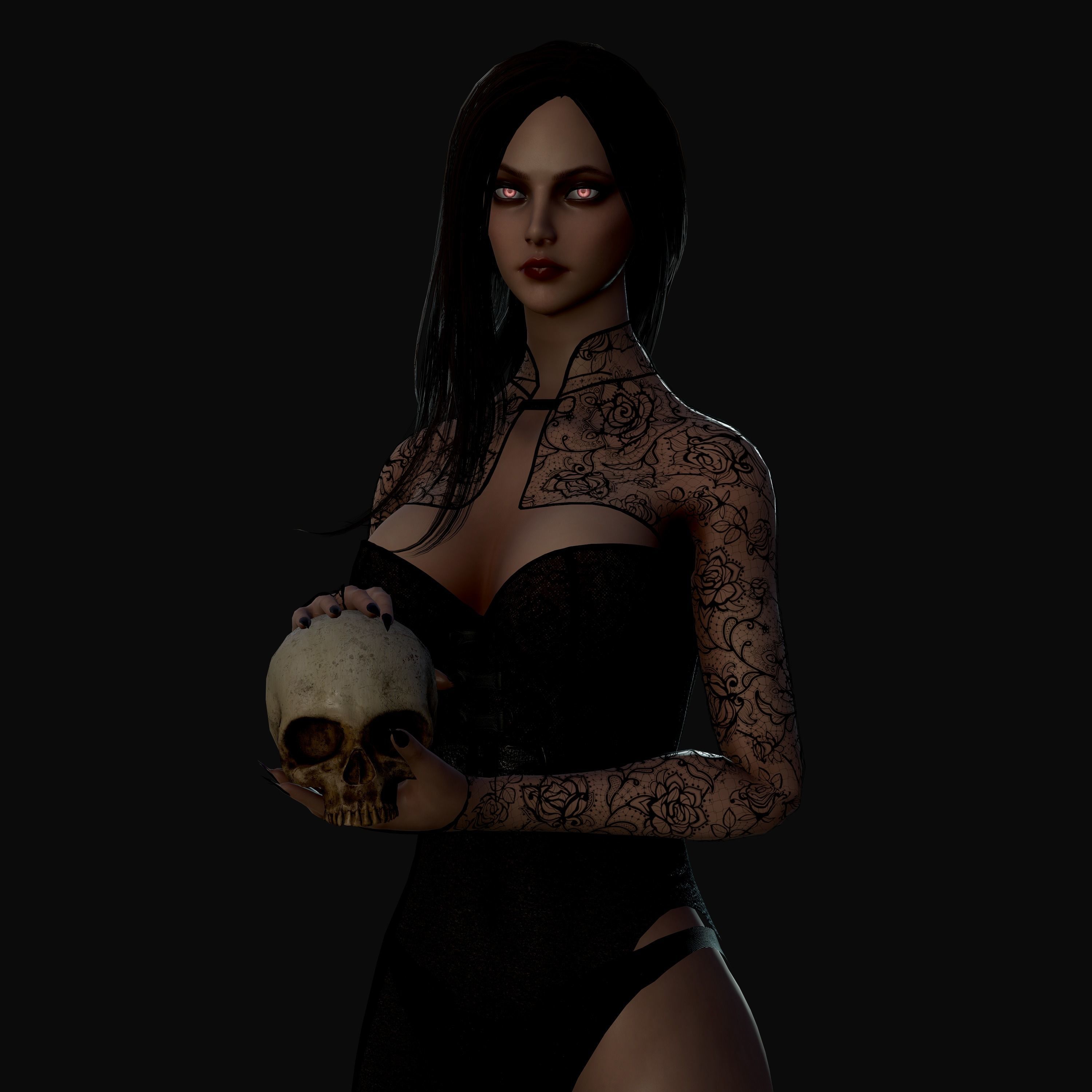 Lady Vamp - Game Ready Low-poly 3D model_25