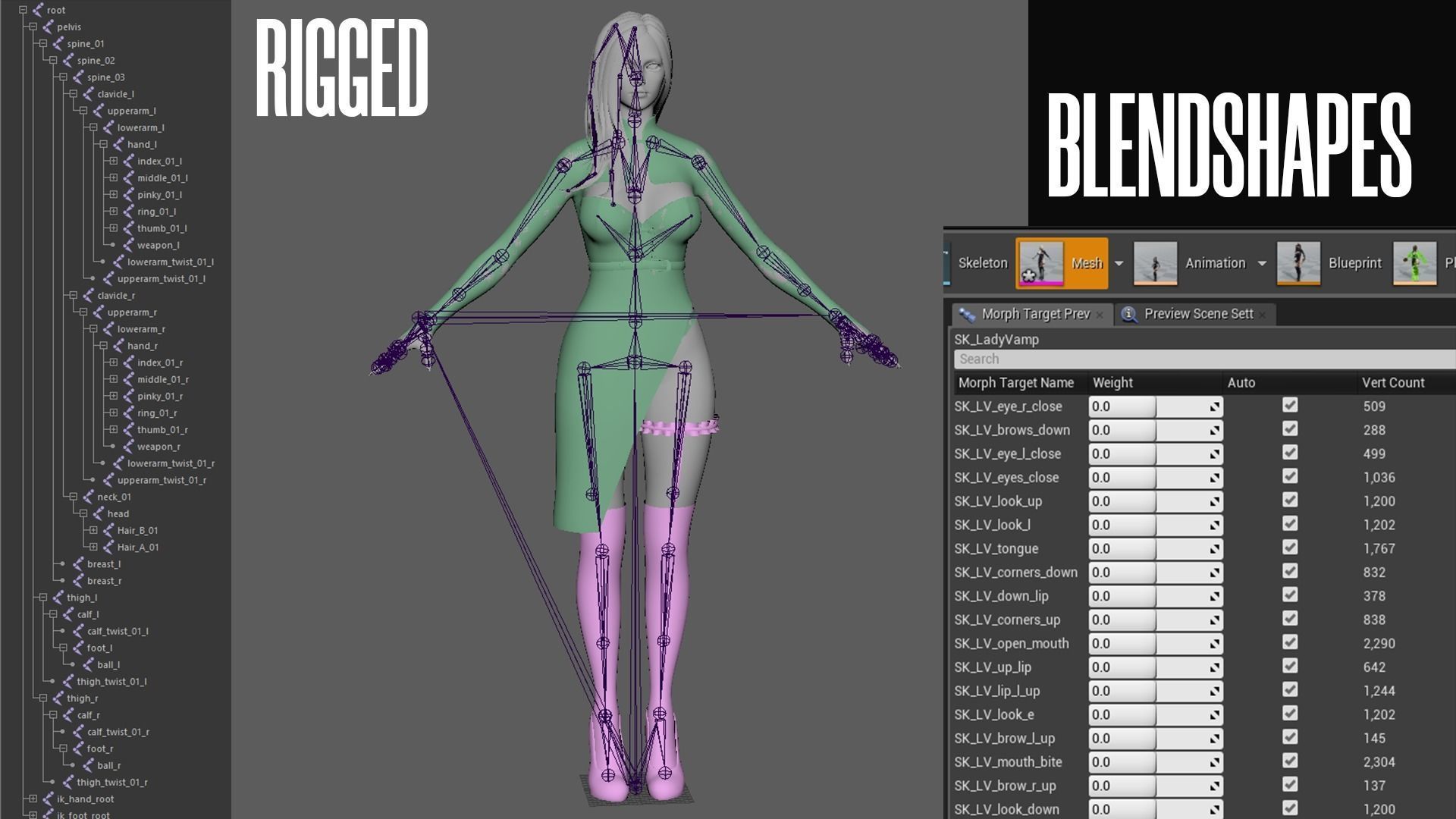 Lady Vamp - Game Ready Low-poly 3D model_11