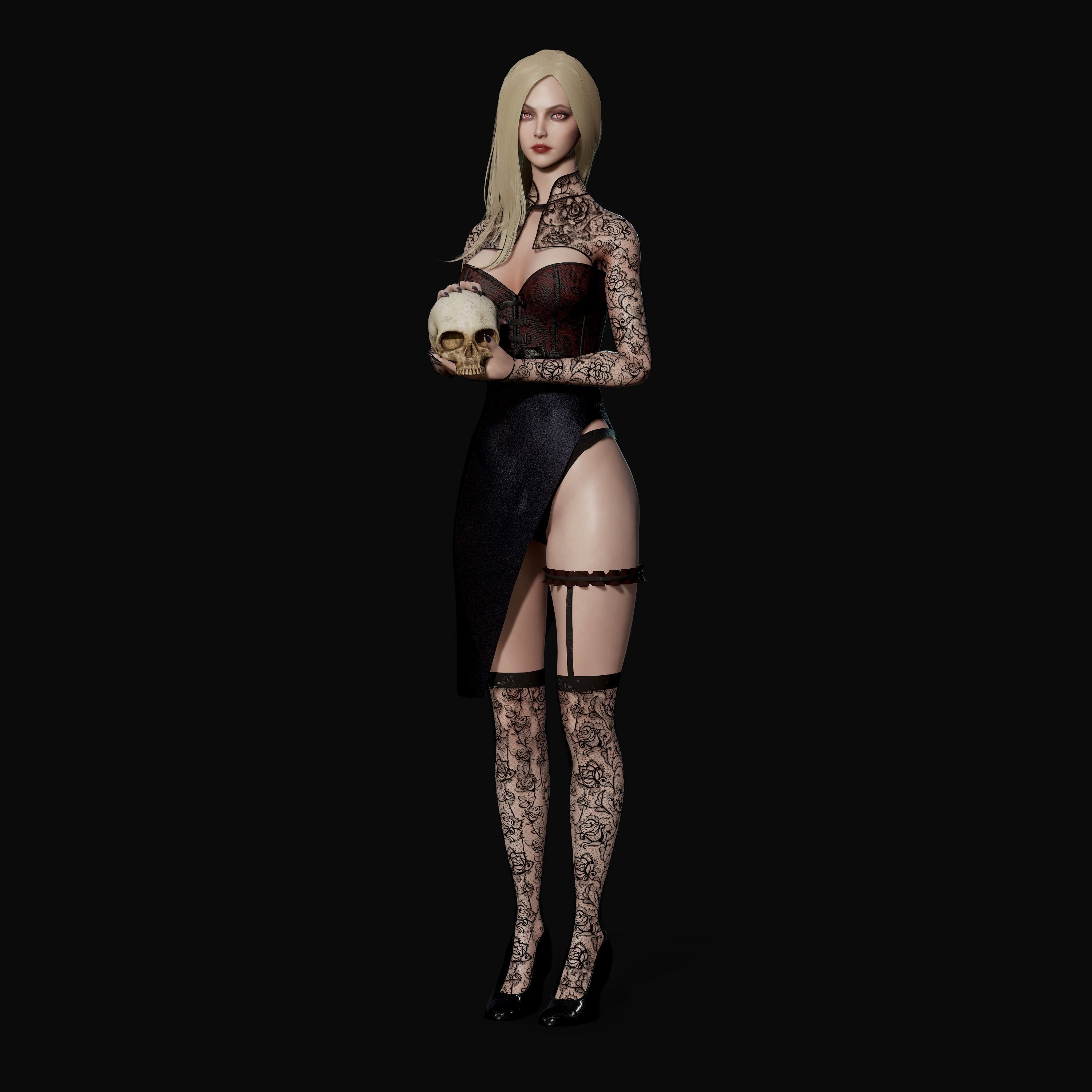 Lady Vamp - Game Ready Low-poly 3D model_24