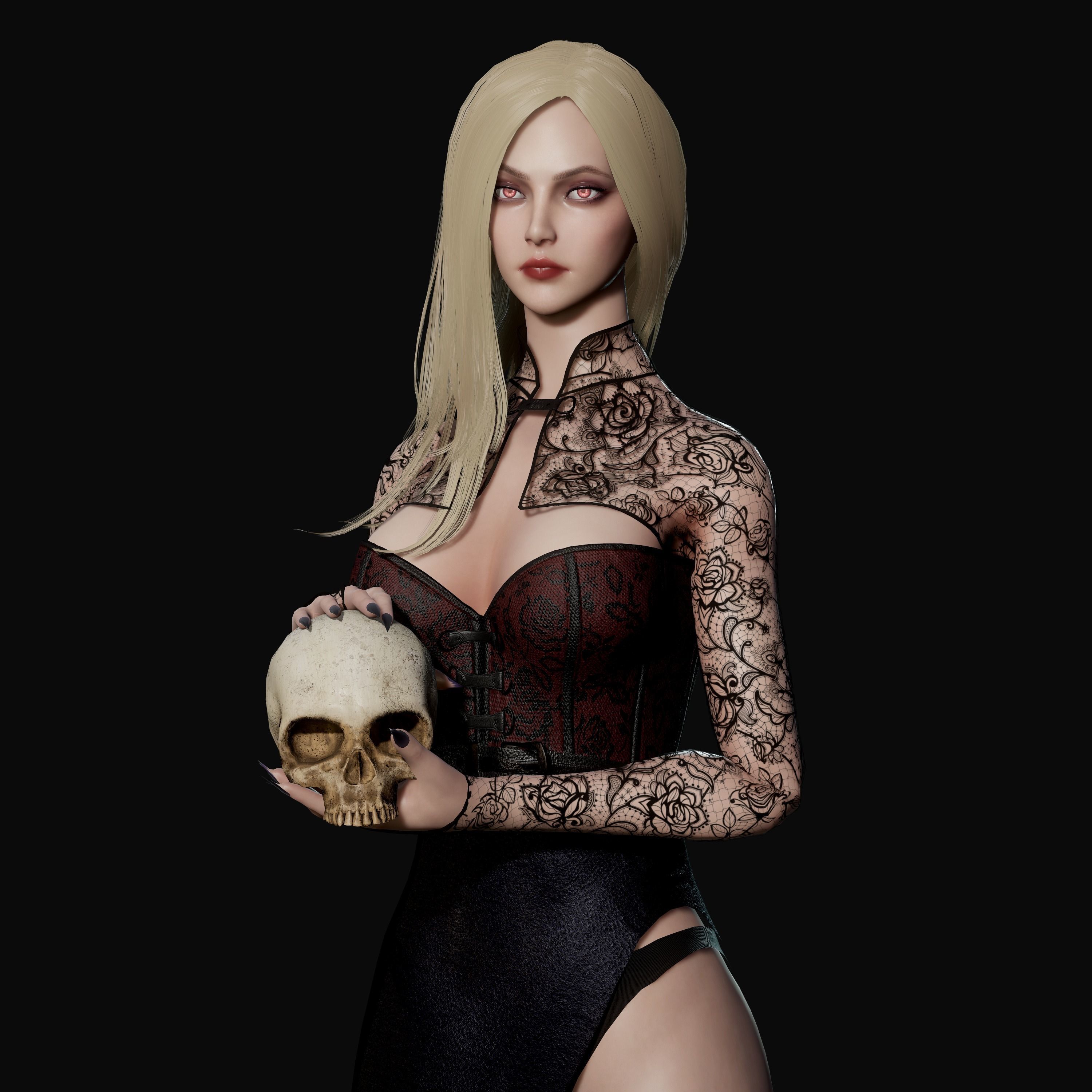 Lady Vamp - Game Ready Low-poly 3D model_23