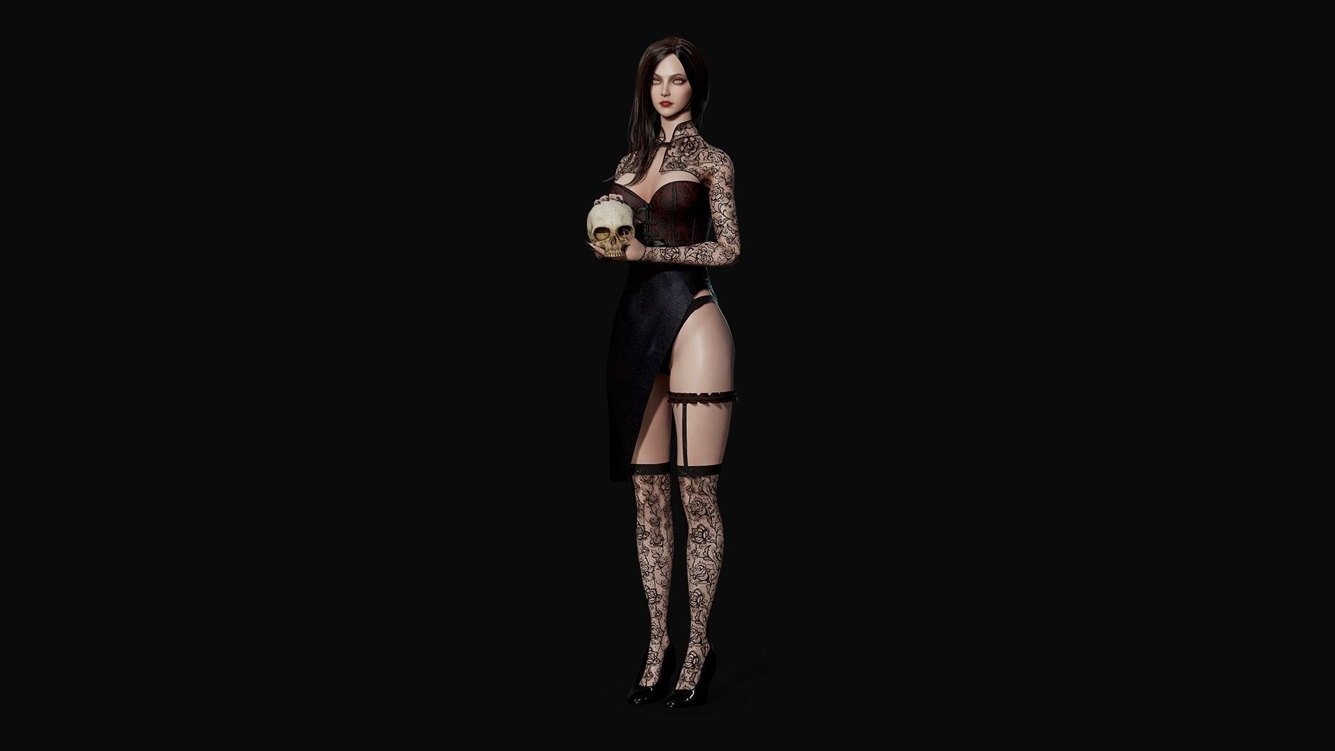 Lady Vamp - Game Ready Low-poly 3D model_4