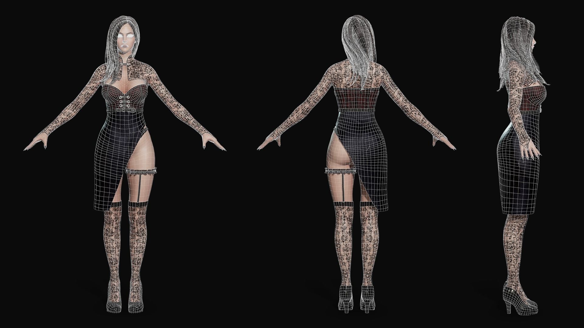 Lady Vamp - Game Ready Low-poly 3D model_17