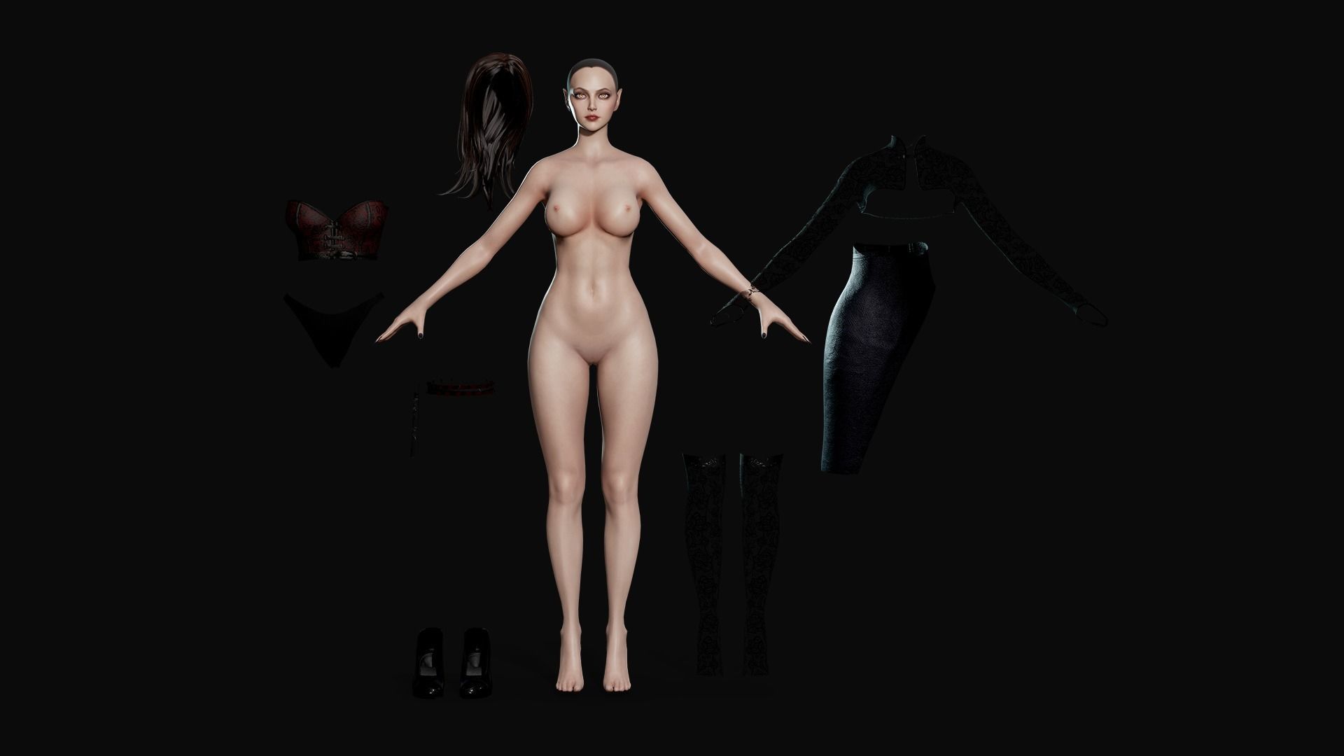 Lady Vamp - Game Ready Low-poly 3D model_34