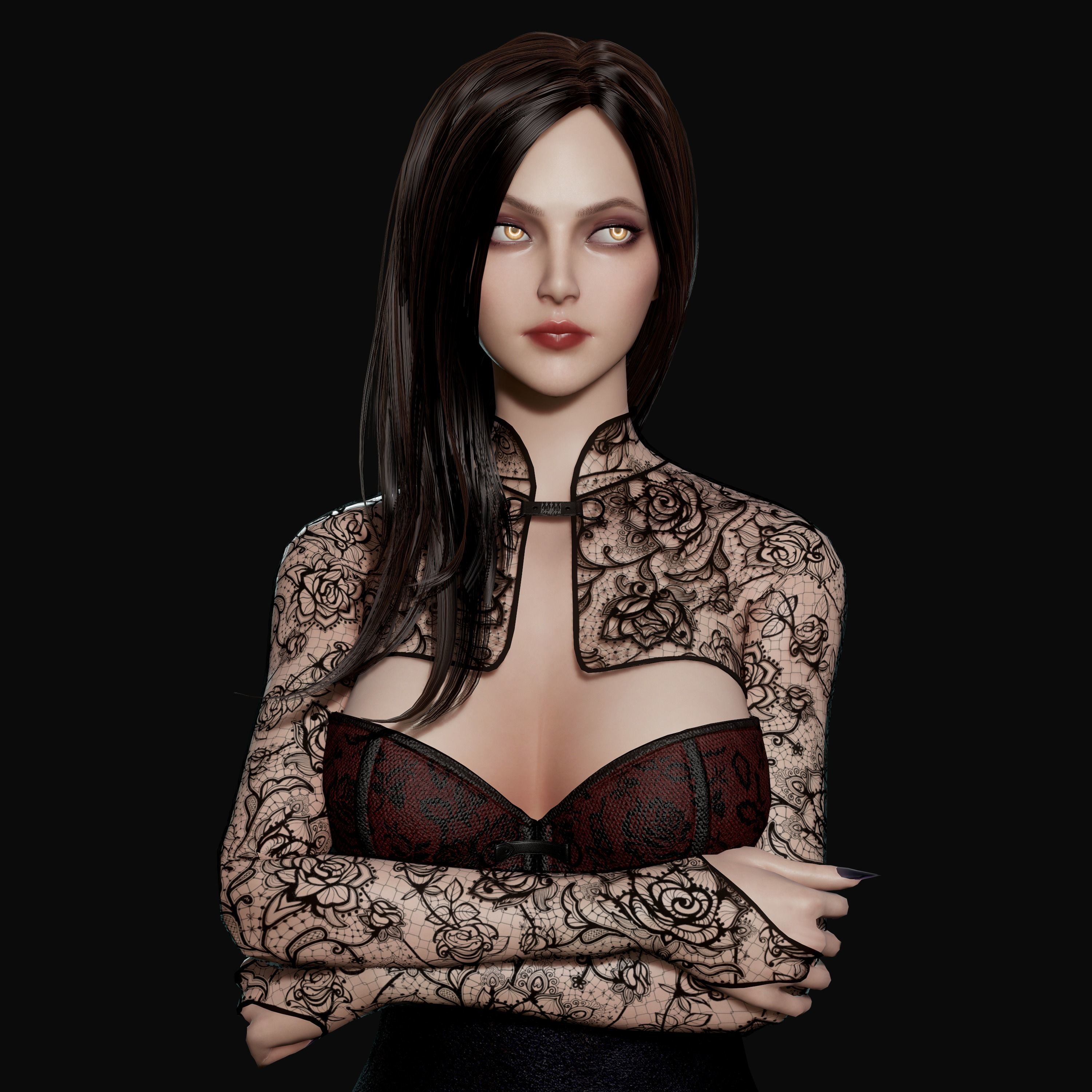 Lady Vamp - Game Ready Low-poly 3D model_28