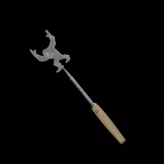 Barbeque Fork Long Extendable oak wood dark Low-poly 3D model