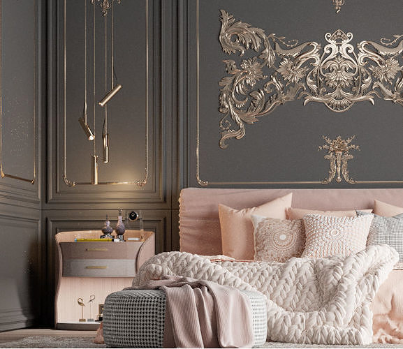 interior  design bedroom  3D model 3