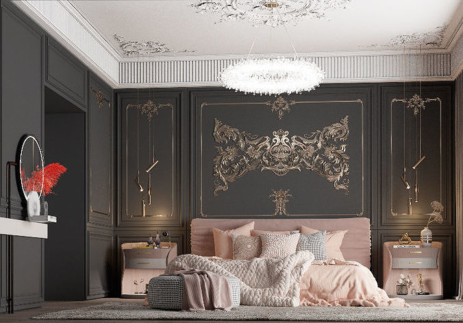 interior  design bedroom  3D model 4