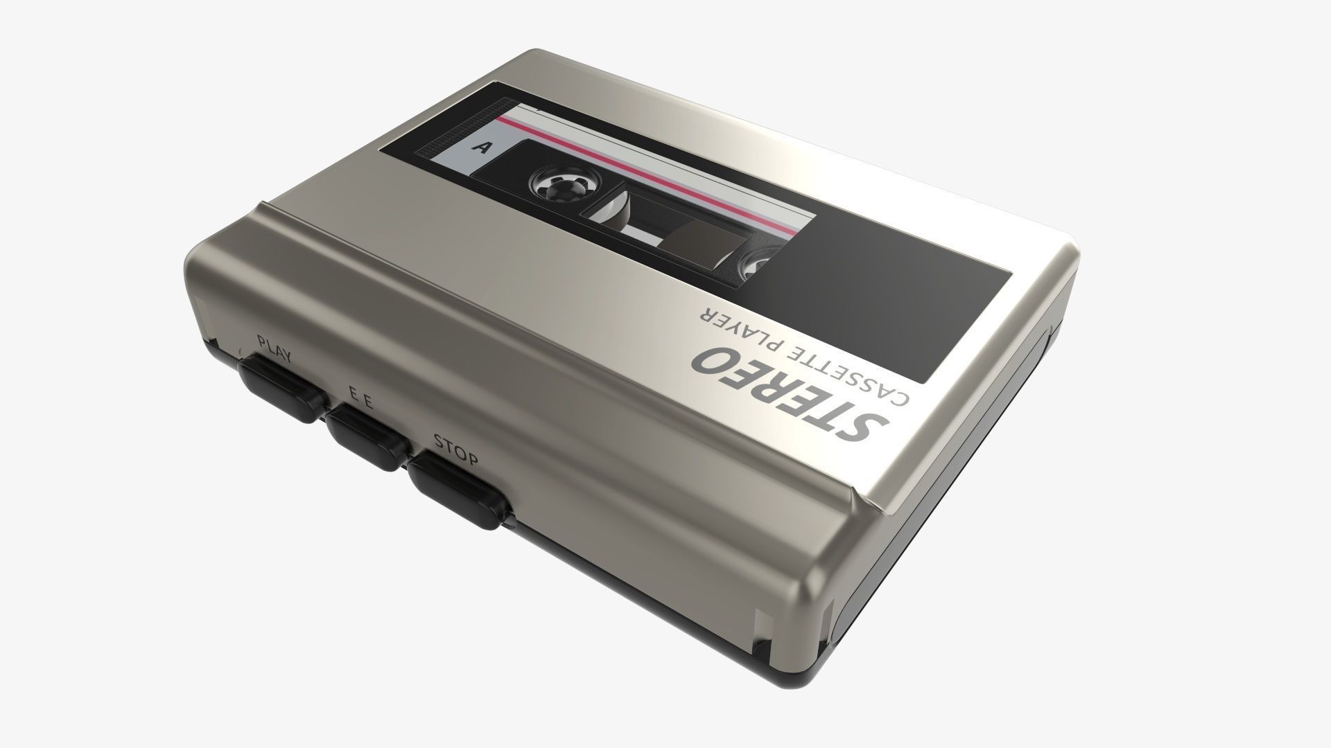 Audio cassette tape player 3D model_7