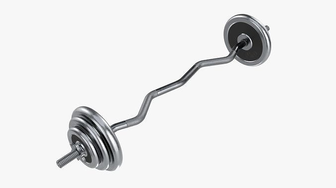 Barbell with curved bar 3D model