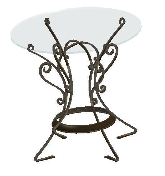 Steel glass table 3D model_1