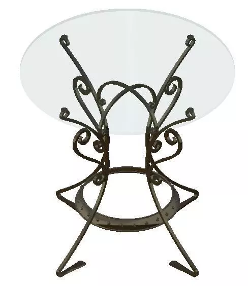 Steel glass table 3D model_0