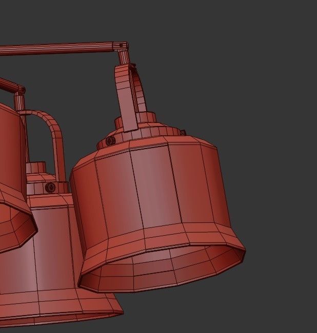 Valter 5 chandelier with glass shades and brass hardware 3D model_4