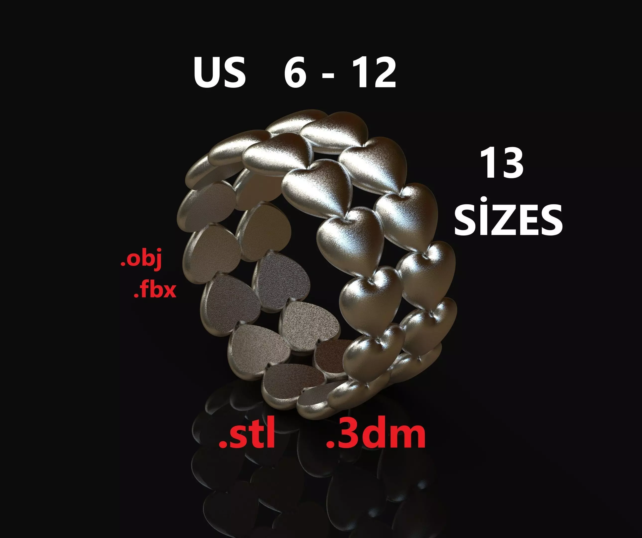 Model 227 Love Ring Valentine 2 US Size 3D print model