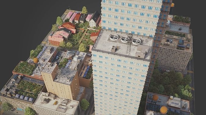 Realistic City District C2-R2 MAYA Low-poly 3D model 7