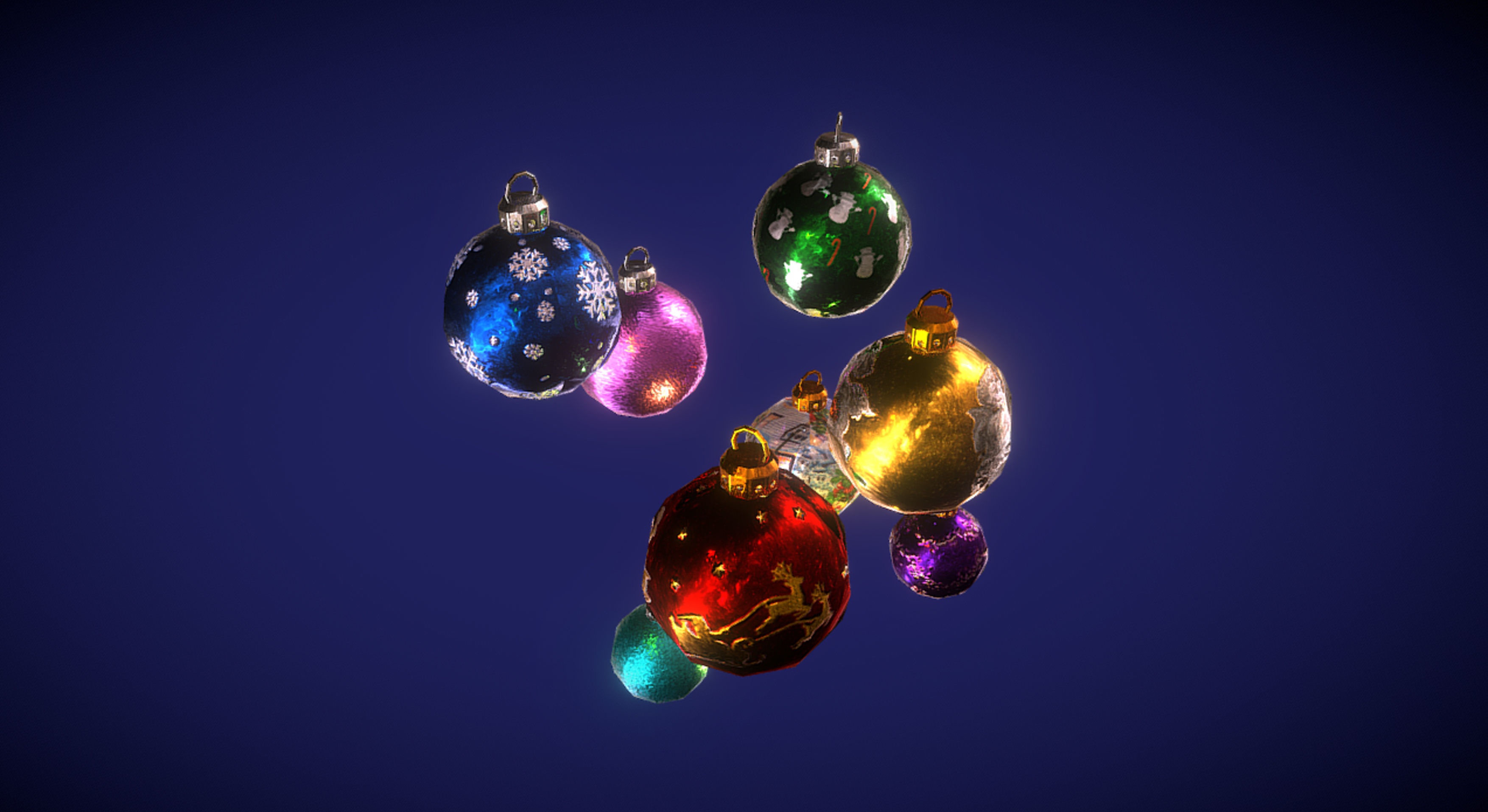 Christmas decoration balls Low-poly 3D model_3