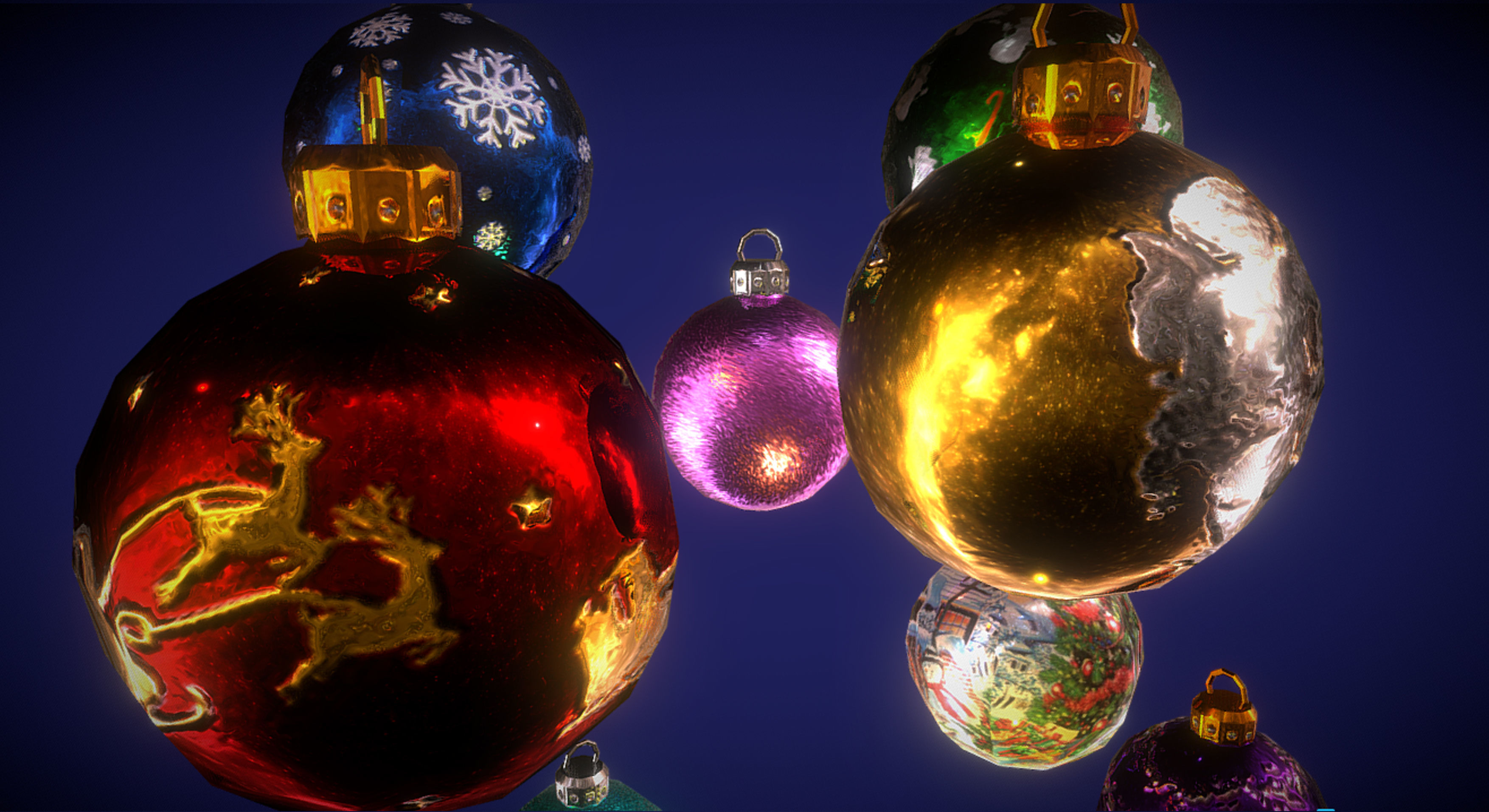 Christmas decoration balls Low-poly 3D model_4
