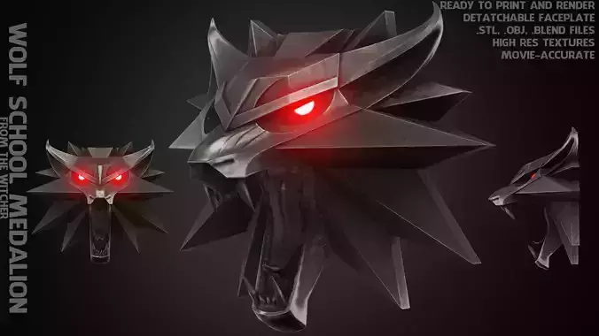 The Witcher Wolf Medallion for Cosplay 3D print model