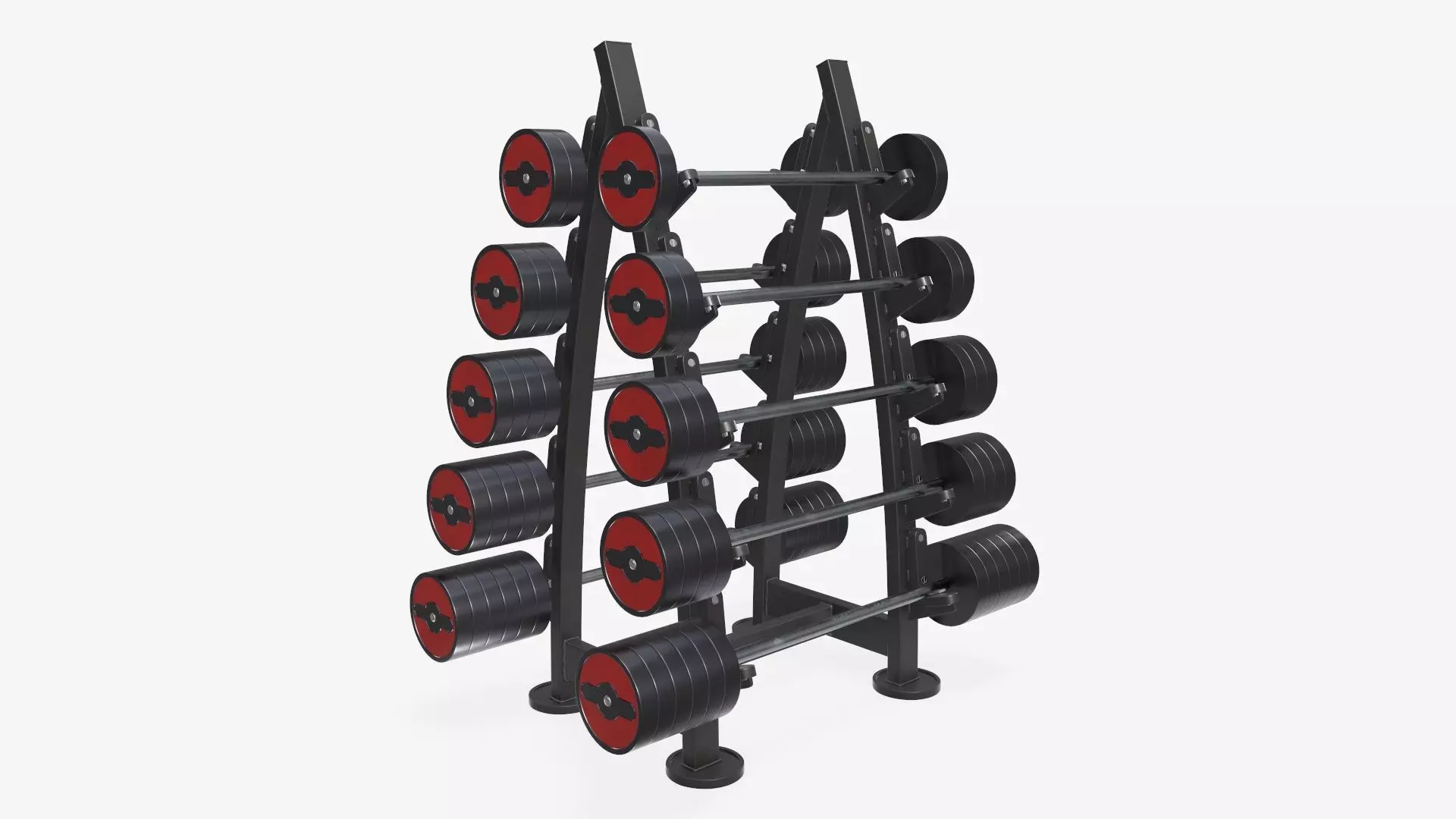 Barbell set on rack rubberized 02 3D model_0
