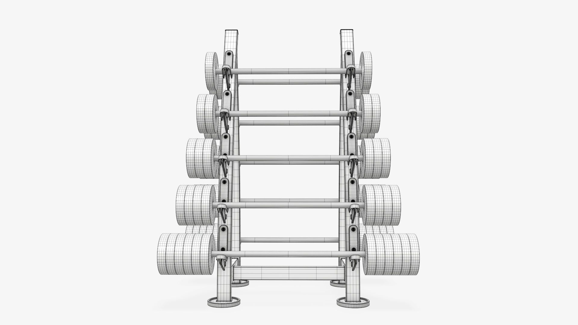 Barbell set on rack rubberized 02 3D model_7