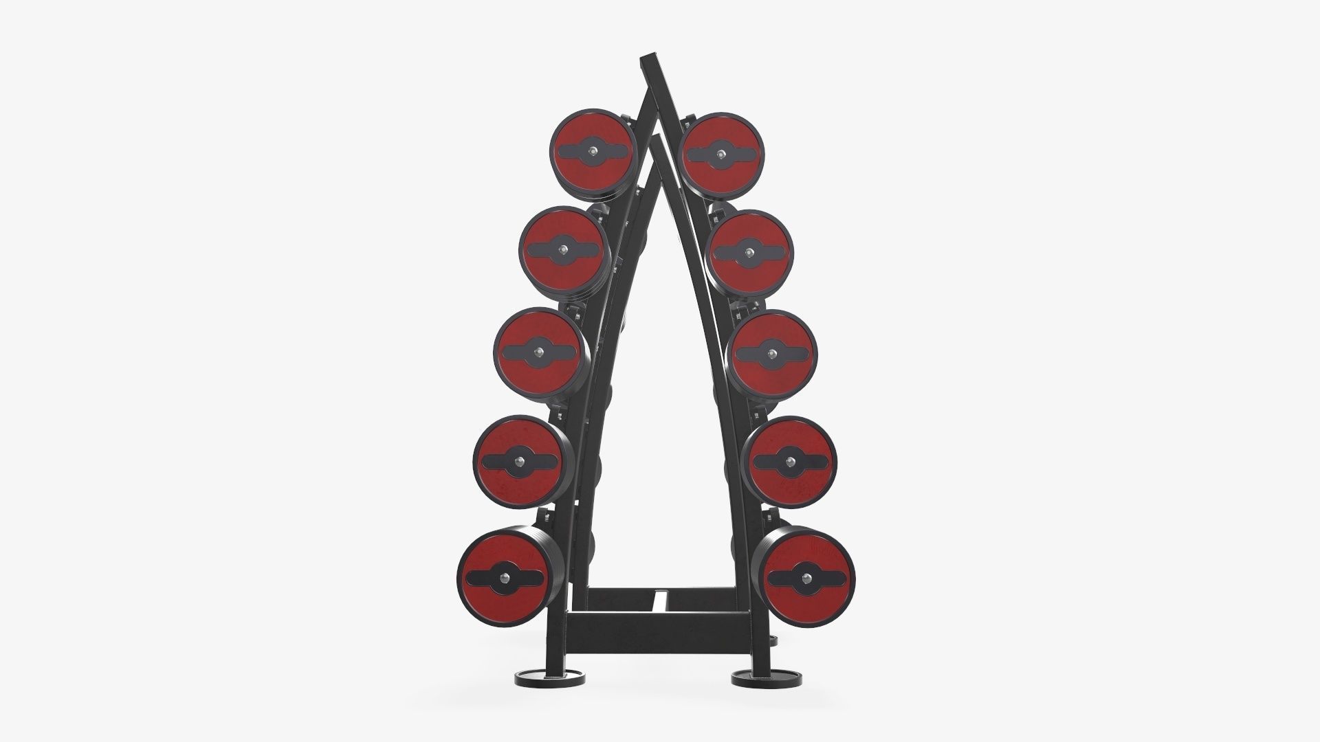 Barbell set on rack rubberized 02 3D model_2