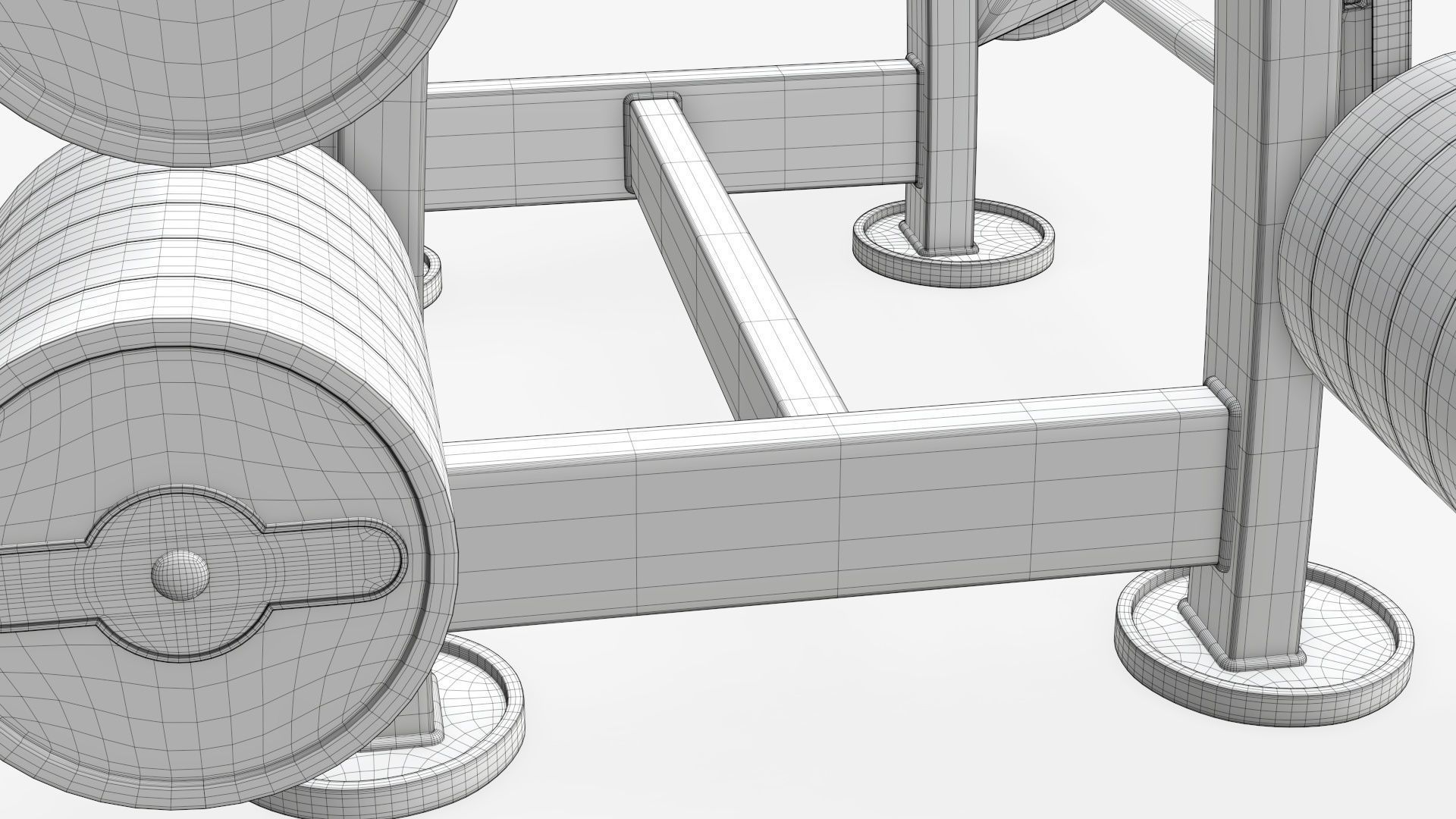 Barbell set on rack rubberized 02 3D model_11
