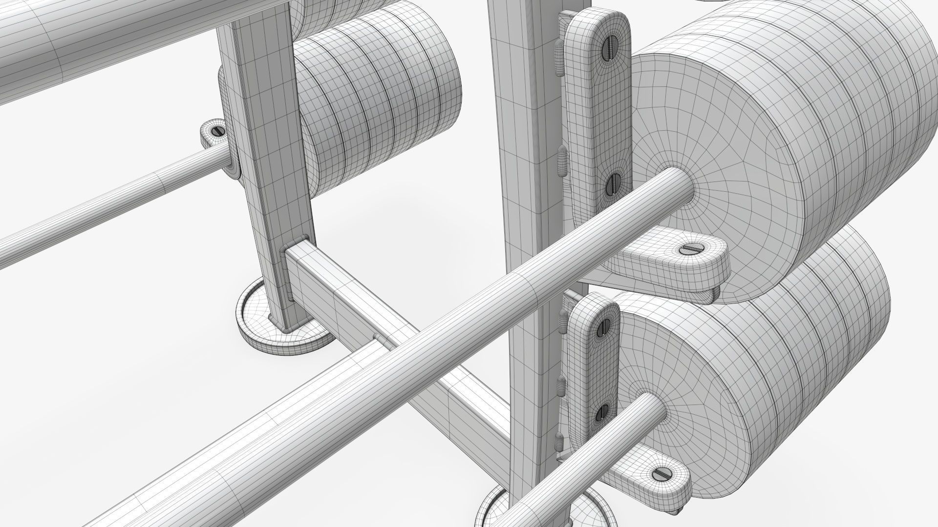 Barbell set on rack rubberized 02 3D model_9