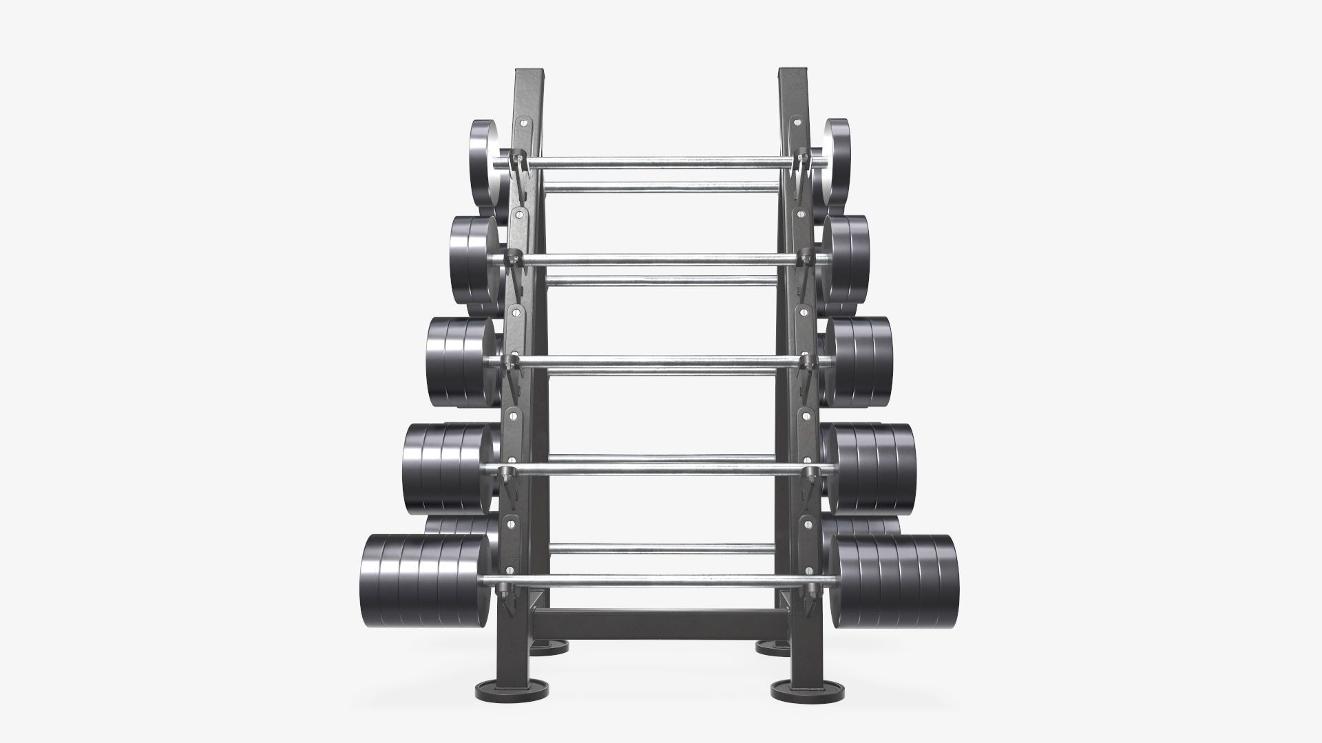 Barbell set on rack rubberized 02 3D model_1