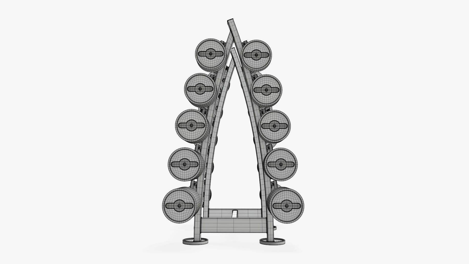 Barbell set on rack rubberized 02 3D model_8