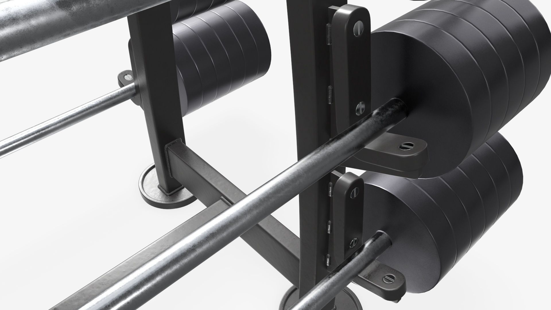 Barbell set on rack rubberized 02 3D model_3