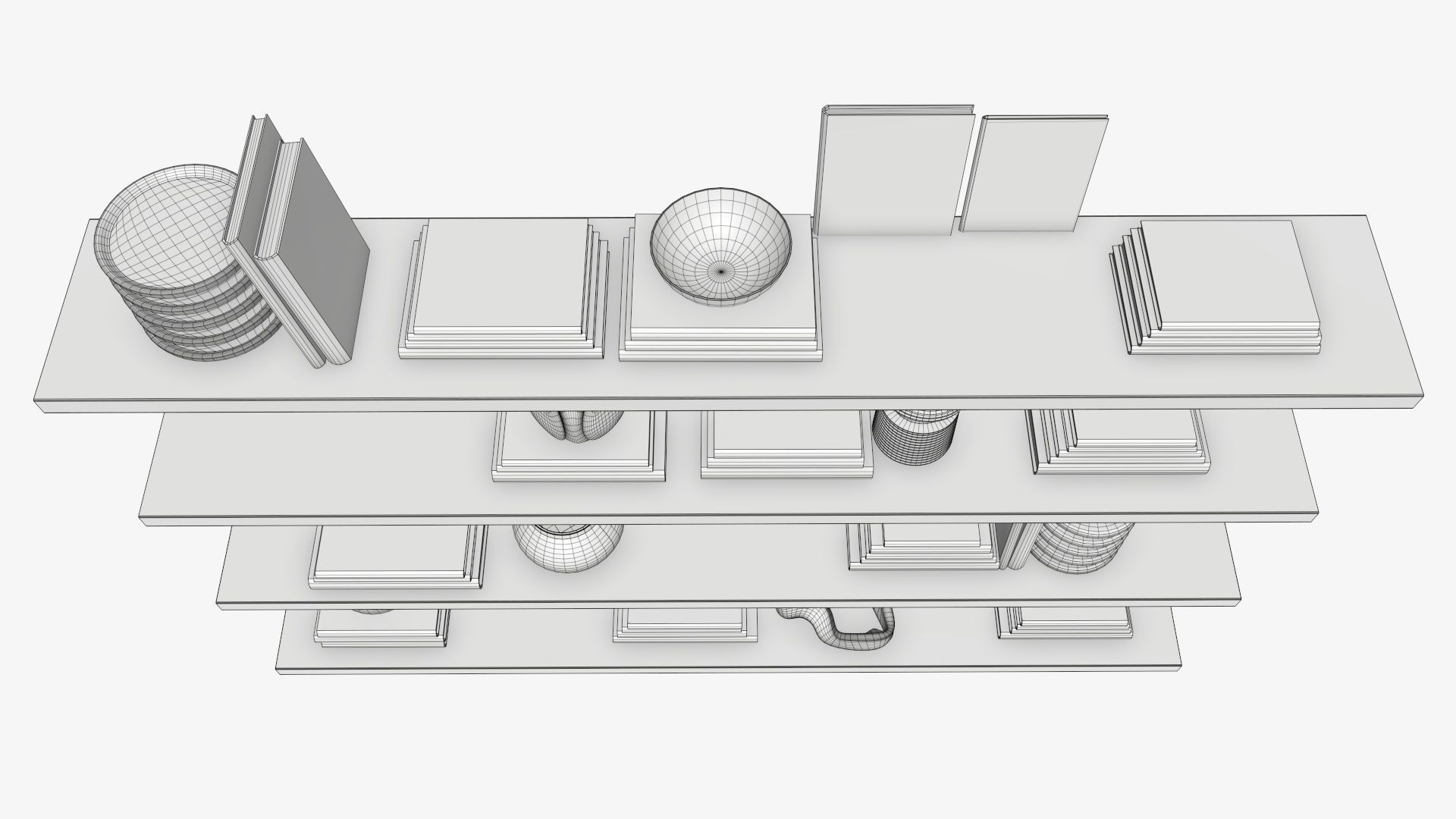 Shelf with different decorations 3D model_11
