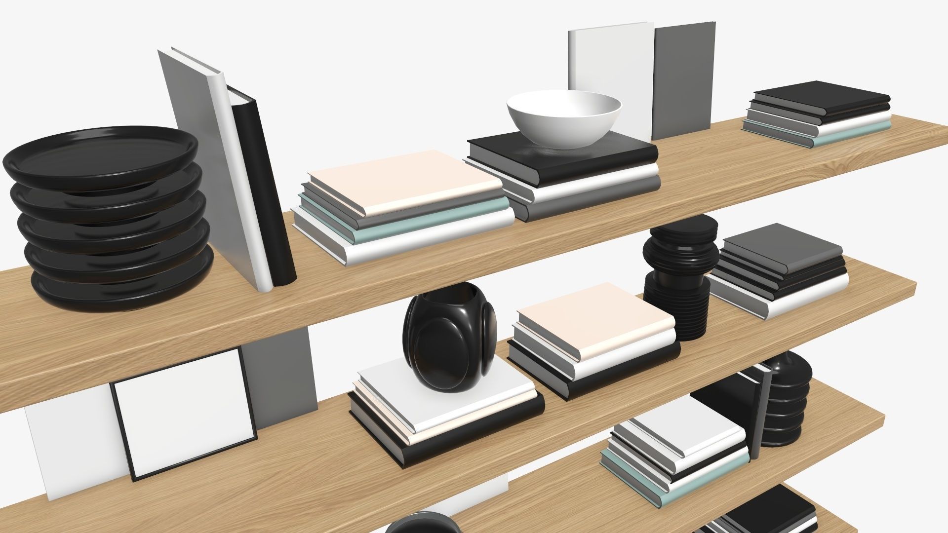 Shelf with different decorations 3D model_3