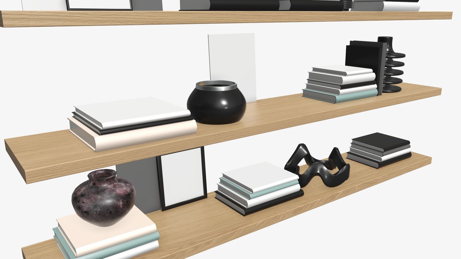 Shelf with different decorations 3D model_4