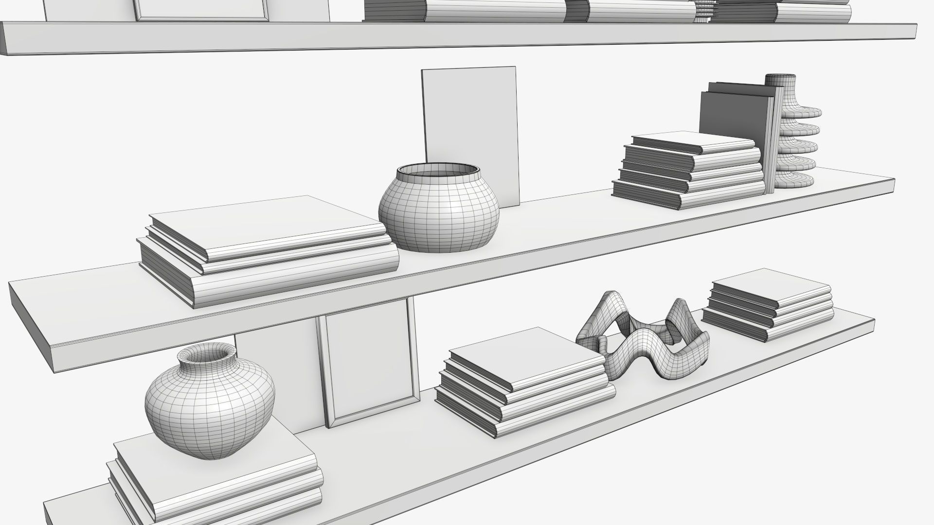 Shelf with different decorations 3D model_10
