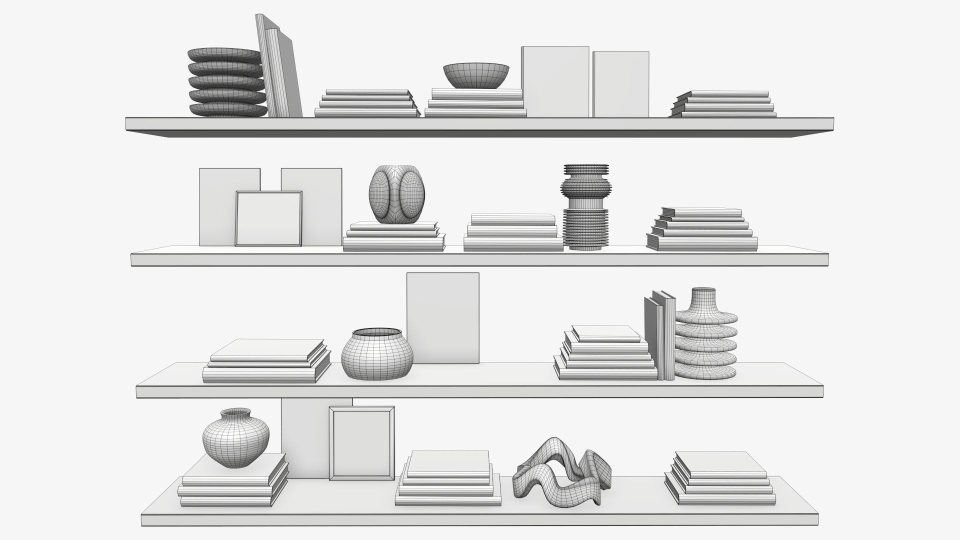 Shelf with different decorations 3D model_7