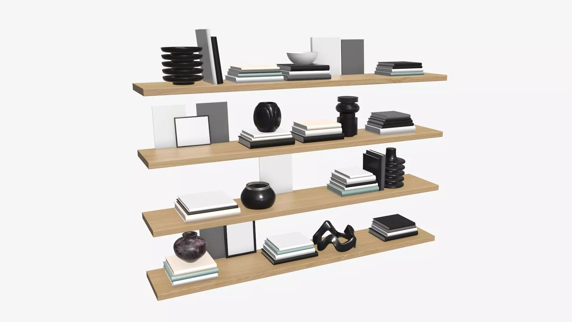 Shelf with different decorations 3D model_0