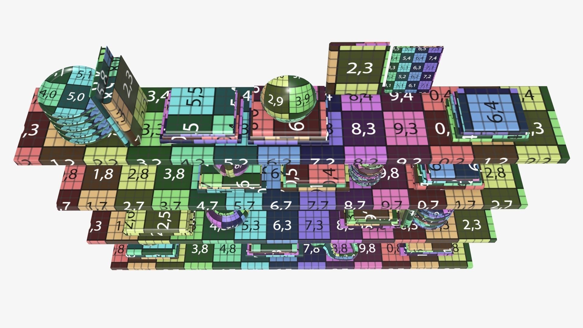 Shelf with different decorations 3D model_17