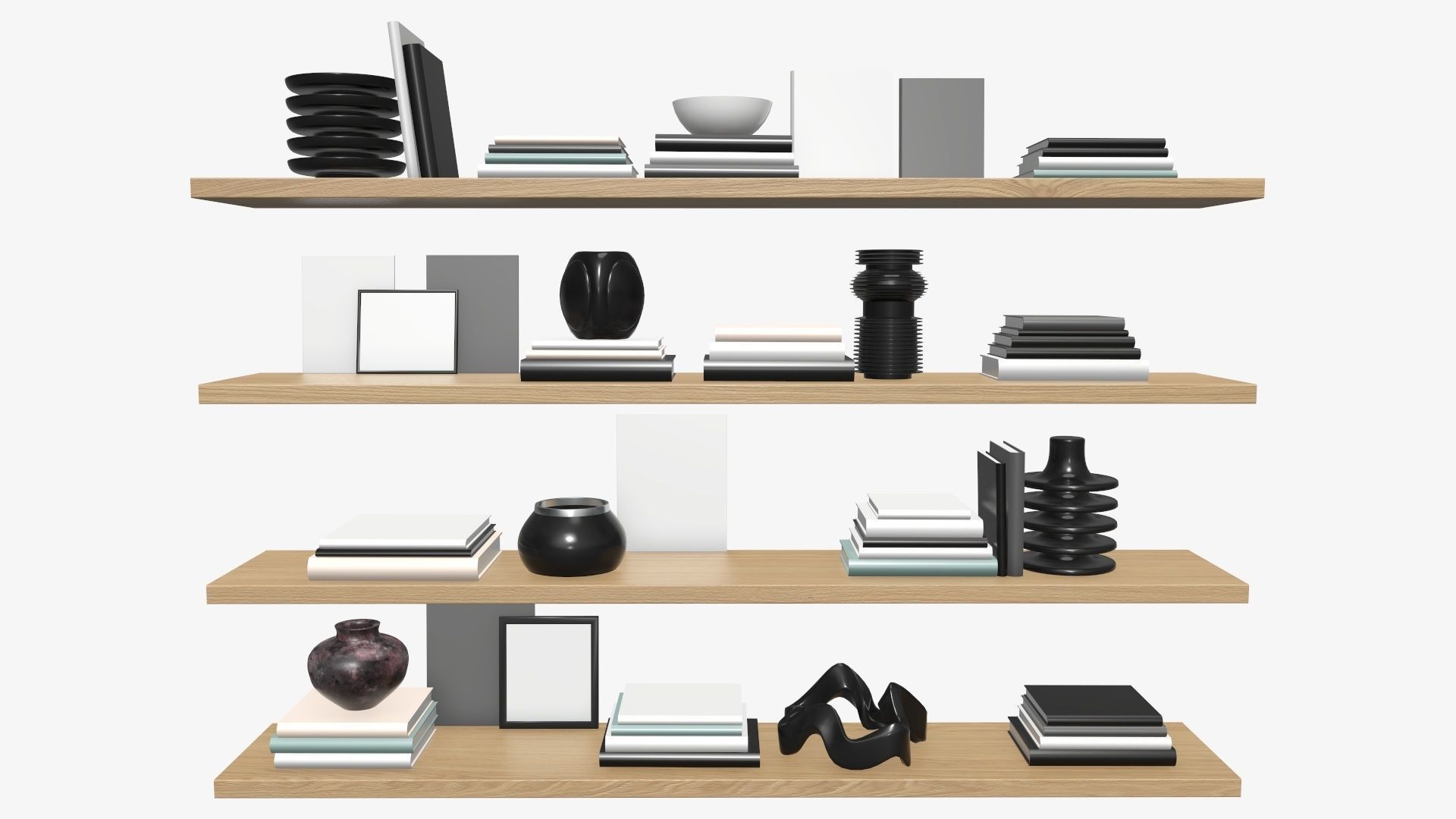 Shelf with different decorations 3D model_1