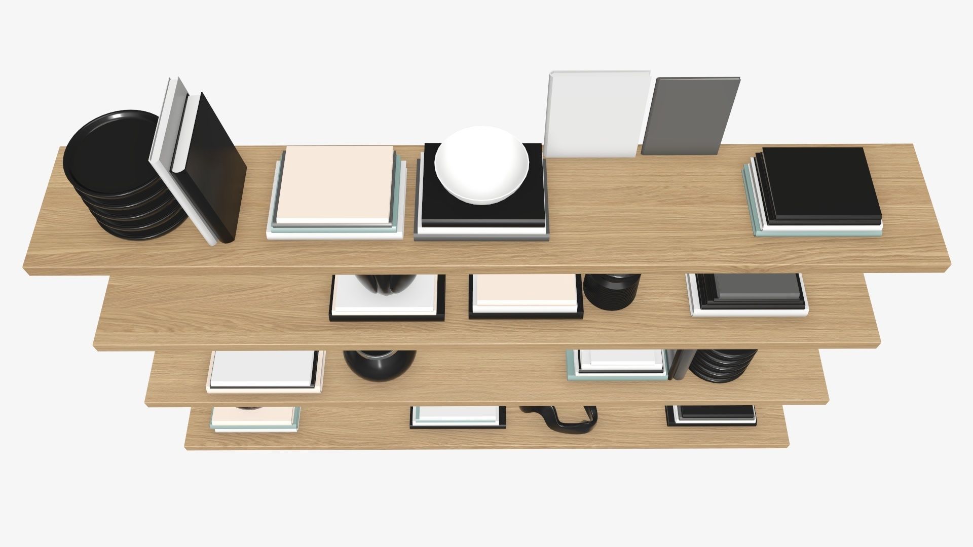 Shelf with different decorations 3D model_5