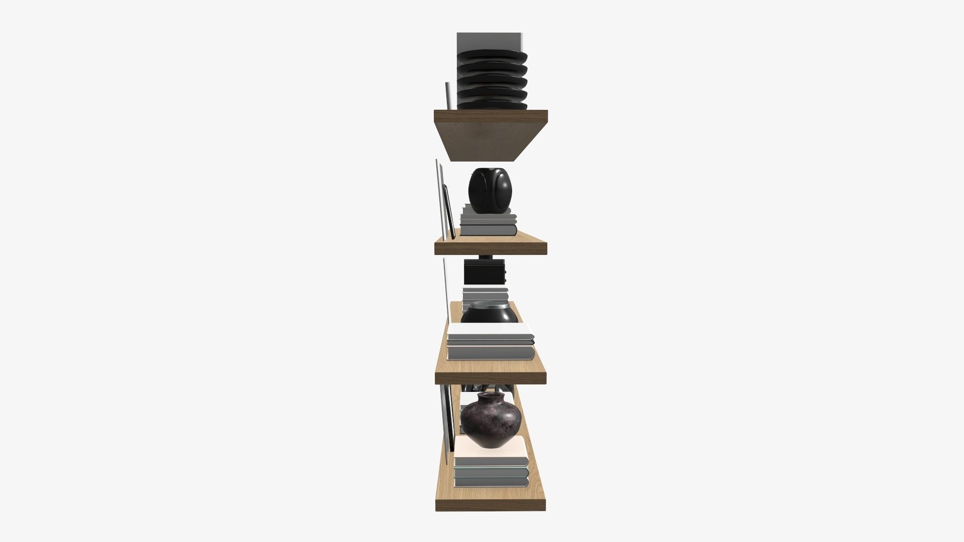 Shelf with different decorations 3D model_2