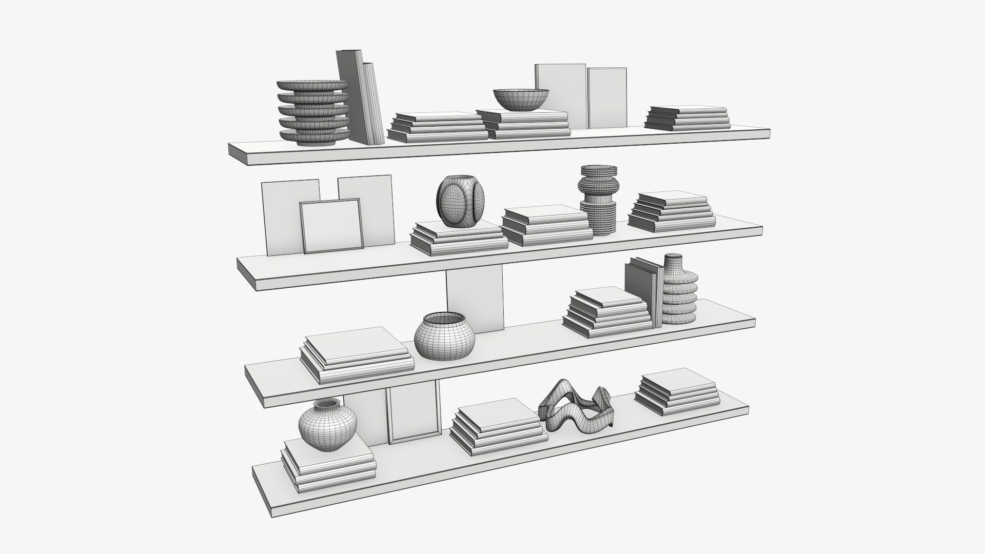 Shelf with different decorations 3D model_6