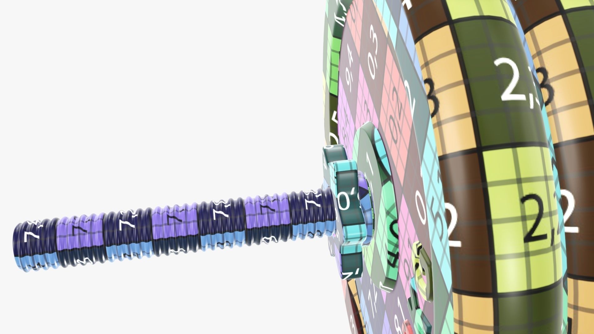 Weight bar straight with weights 3D model_16